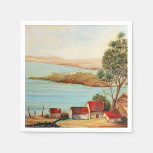 Der Gummibaum - Australische Landschaft Ölmalerei  Serviette