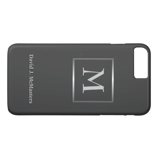 Der Gunmetal-grauer Monogramm-Führungskraft-Kasten Case-Mate iPhone Hülle (Rückseite (Horizontal))