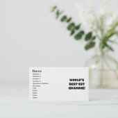 Der Gut-est Grammie der Welt schwarze oder weiße Visitenkarte (Stehend Vorderseite)