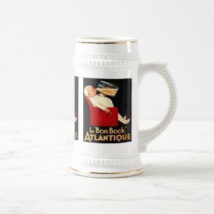 der gute Atlantische Bock Vintage-Bieretikett Stei Bierglas