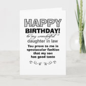 Der gute Geschmack des Geburtstagssohns Karte (Vorderseite)