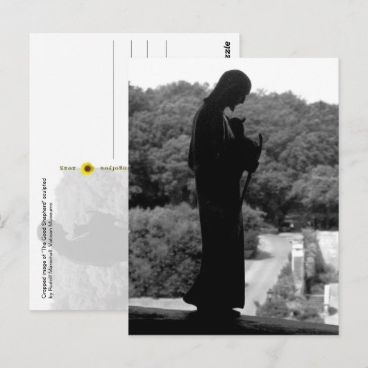 Der gute Hirte (B&W) - Postkarte (Vorne/Hinten)