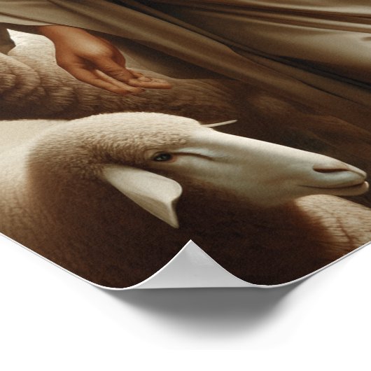 Der gute Hirte, der ein Lamm hält Poster (Ecke)