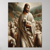 Der gute Hirte, der ein Lamm hält Poster (Vorne)