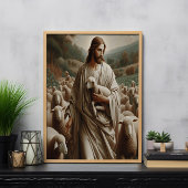 Der gute Hirte, der ein Lamm hält Poster