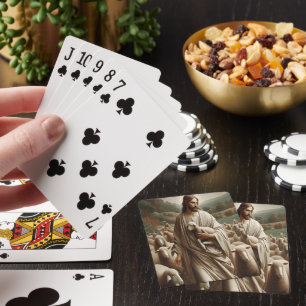 Der gute Hirte, der ein Lamm hält Spielkarten