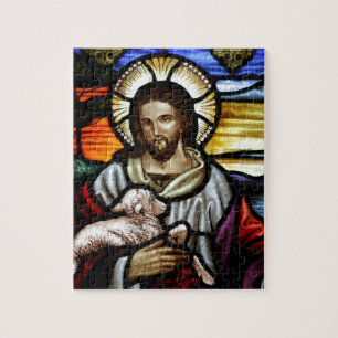 Der Gute Hirte; Jesus auf Glasmalerei Puzzle