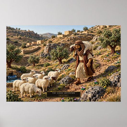 Der Gute Hirte — Kunst aus Bausteinen Poster (Vorne)