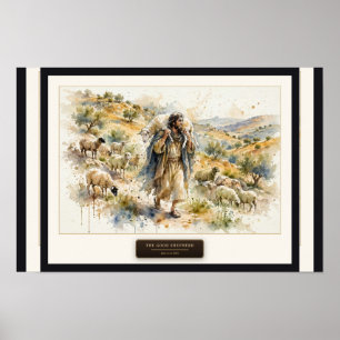 Der Gute Hirte — Lose Wasserfarbe Poster