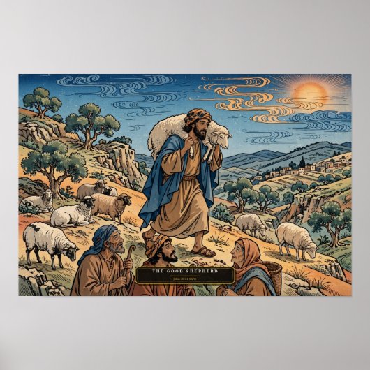 Der Gute Hirte — Ukiyo-e Poster (Vorne)