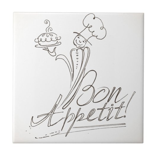 Der gute Koch sagt Bon Appetit! Fliese (Vorderseite)