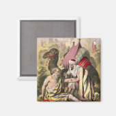 Der gute Samariter aus einer Bibel, gedruckt von E Magnet (Vorderseite/Rückseite)