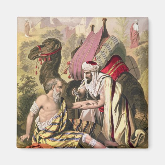 Der gute Samariter aus einer Bibel, gedruckt von E Magnet (Vorne)