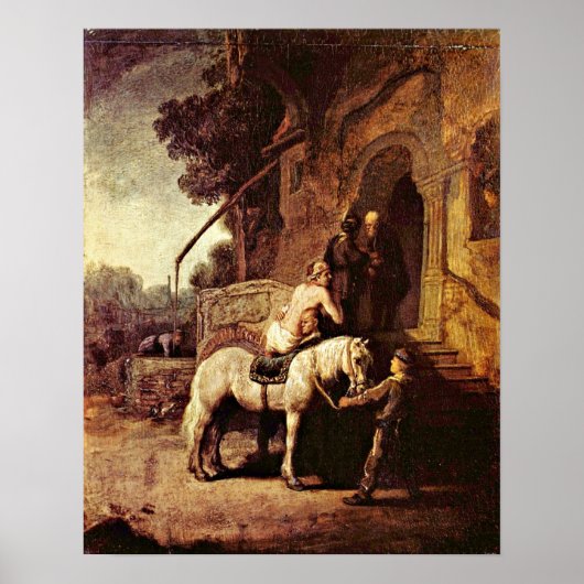 Der gute Samariter von Rembrandt van Rijn Poster (Vorne)