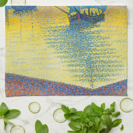 Der Hafen bei Sunset, Signac Geschirrtuch (Gefaltet)