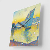 Der Hafen bei Sunset, Signac Quadratische Wanduhr (Winkel)