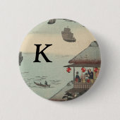 Der Hafen in Kanagawa, Japan: Monogram Button (Vorderseite)