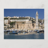 Der Hafen und die Kirche in Marsaskala am Postkarte (Vorderseite)