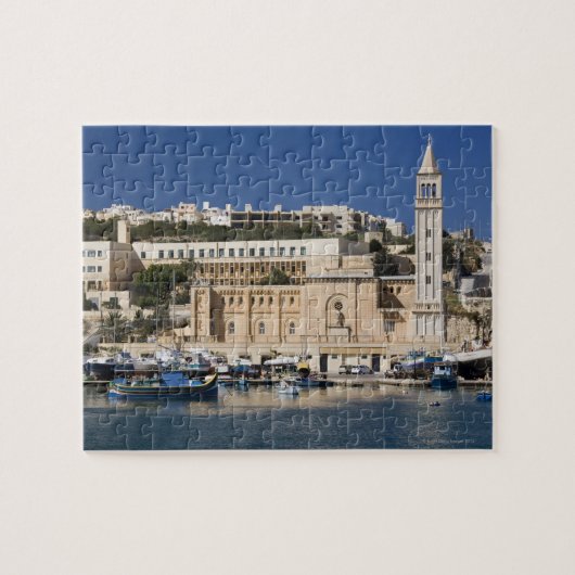 Der Hafen und die Kirche in Marsaskala am Puzzle (Horizontal)