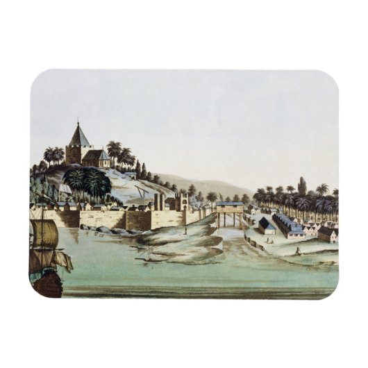 Der Hafen und die Stadt Malacca, Malaysia, illustr Magnet (Horizontal)