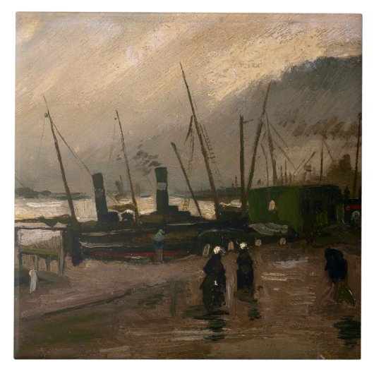 Der Hafen von Amsterdam von Vincent Gogh Fliese (Vorderseite)