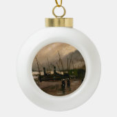 Der Hafen von Amsterdam von Vincent Gogh Keramik Kugel-Ornament (Vorderseite)