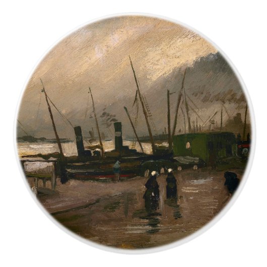 Der Hafen von Amsterdam von Vincent Gogh Keramikknauf (Vorderseite)