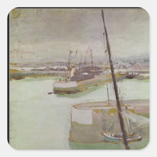 Der Hafen von Honfleur, 1919 Quadratischer Aufkleber (Vorderseite)