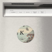 Der Hafen von Kanagawa, Japan: Monogram Initial Magnet (In Situ (Geschirrspüler))