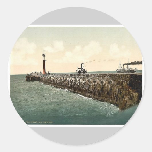 Der Hafen Warnemunde, Rostock, Mecklenburg-Schwe Runder Aufkleber (Vorderseite)