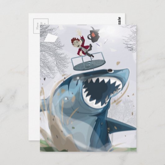 Der Hai im Park (Original Artwork) Postkarte (Vorne/Hinten)