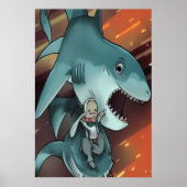 Der Hai und der Mann | AI Art Poster (Vorne)