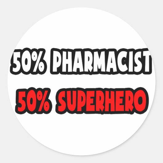 Der halbe Apotheker ... Half Superhero Runder Aufkleber (Vorderseite)