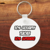Der halbe Geografie-Lehrer...halber Superheld Schlüsselanhänger (Vorderseite)