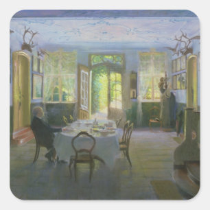 Der Hall des Herrenhauses in Waltershof, 1894 Quadratischer Aufkleber