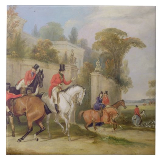 Der Hall des Junggesellen, das Treffen, 1835 (Öl Fliese (Vorderseite)