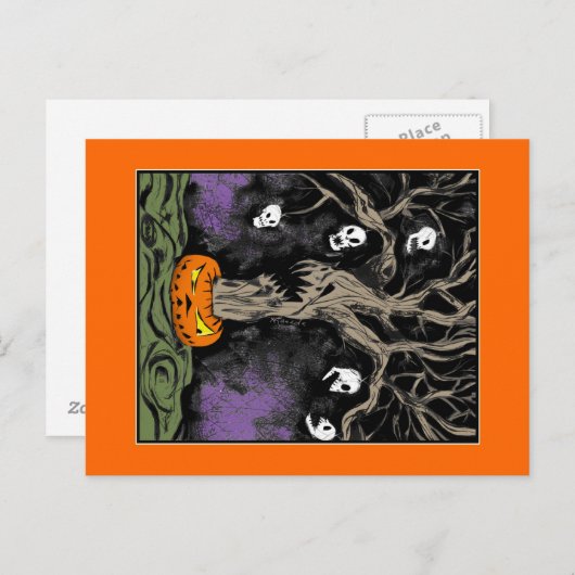 Der Halloween-Baum Postkarte (Vorne/Hinten)