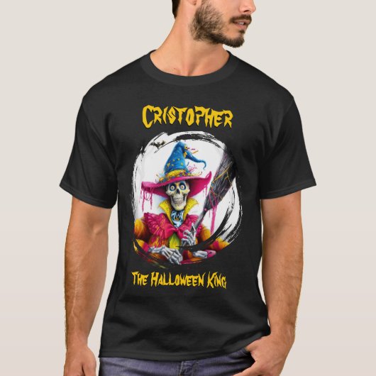 Der Halloween King Skeleton Wizard T-Shirt (Vorderseite)