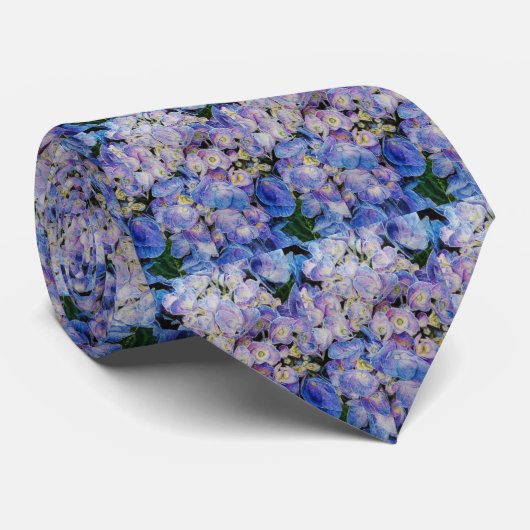 Der Hals-Krawatte der blauen Hydrangea-Männer Krawatte (Gerollt)