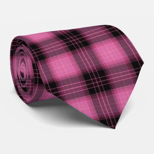 Der Hals-Krawatte schwarzer Fuschia karierte Krawatte (Gerollt)