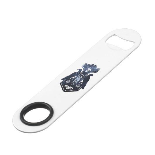 Der Hammer-Bar-Schlüssel des Blitz gefüllten Thors Speed Flaschenöffner (Vorderseite Schrägansicht)