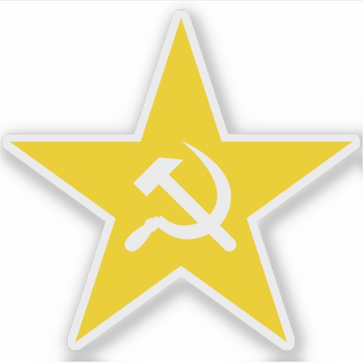 Der Hammer und der Sichelstern - v2 (gelb) Aufkleber (Vorderseite)