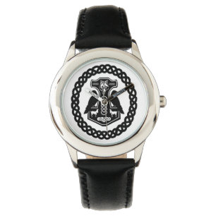 Der Hammer Vikingthors mit Raben im keltischen Armbanduhr