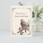 Der Hand-Gezeichnete personalisierte Vogel danken Dankeskarte (Stehend Vorderseite)