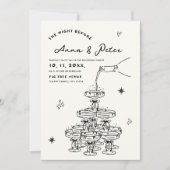 Der handlich illustrierte Champagner-Turm Einladung (Vorderseite)