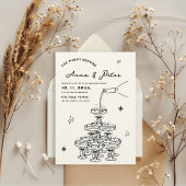 Der handlich illustrierte Champagner-Turm Einladung