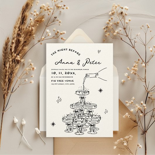 Der handlich illustrierte Champagner-Turm Einladung