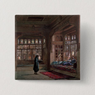 Der Harem von Scheich Sadat, Kairo, 1870 Button