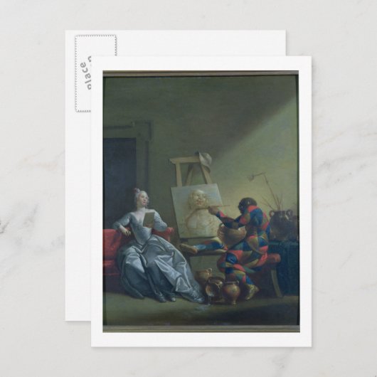 Der Harlekin-Maler, c.1742 (Öl auf Leinwand) Postkarte (Vorne/Hinten)