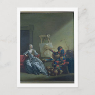 Der Harlekin-Maler, c.1742 (Öl auf Leinwand) Postkarte